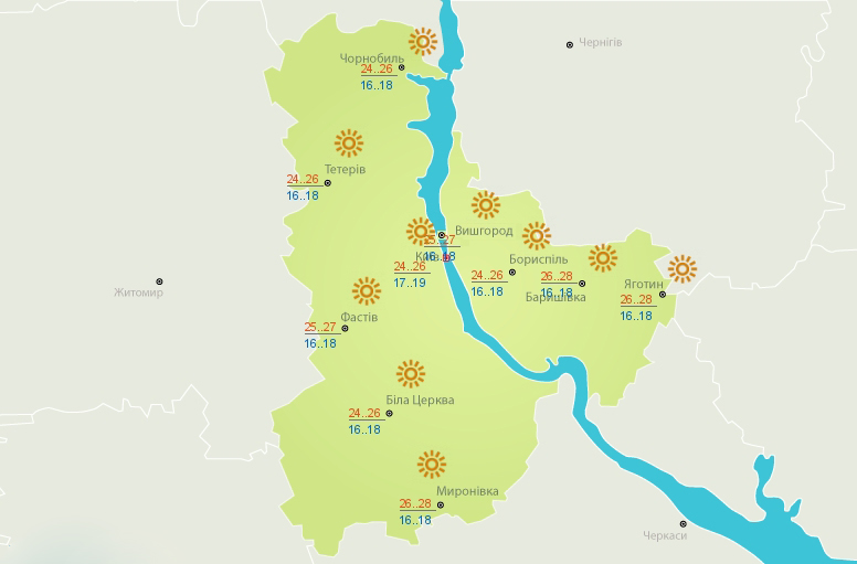 Сьогодні в Україні малохмарно, вдень до +33